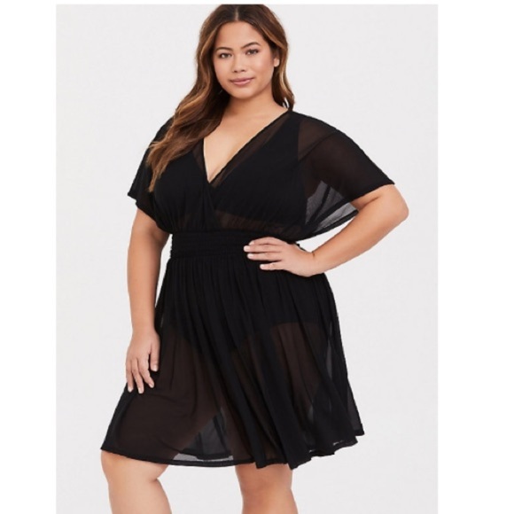 NWT TORRID BLACK MESH DRESS SWIM COVER UP - Picture 1 of 4